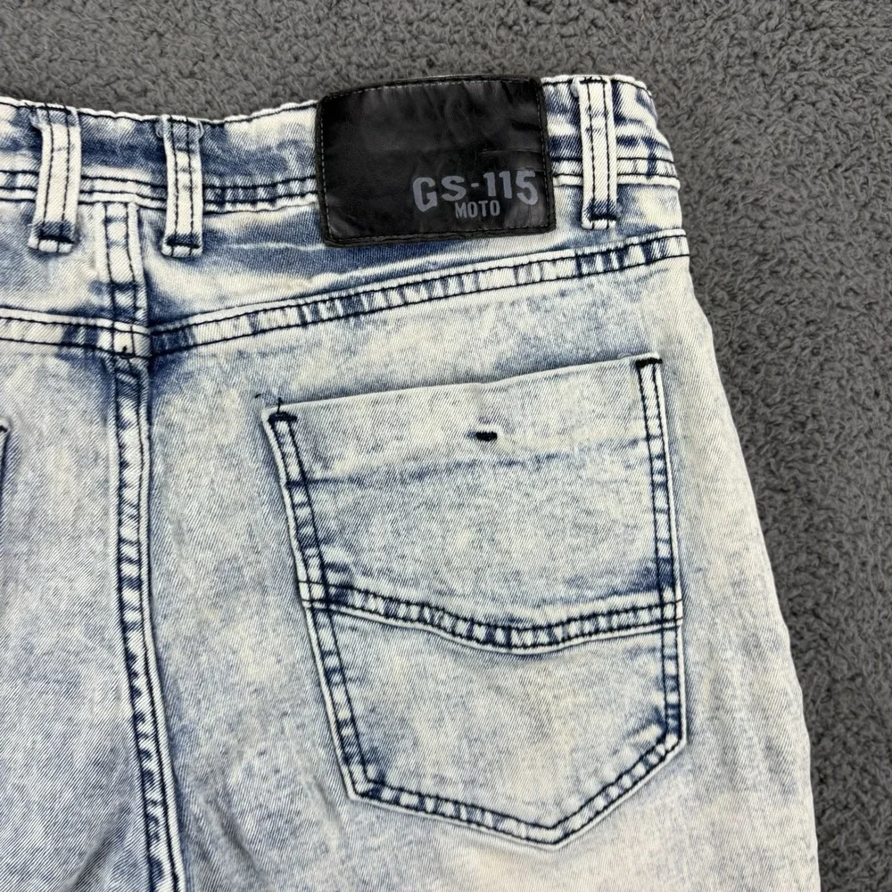 GS-115 Shorts Men 32 (32x12) Acid Washed Textured Denim Distressed Y2k Moto Jort